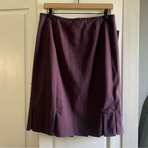 Apostrophe Stretch Tonal Stripe Pleated Hem Skirt Eggplant purple nWT